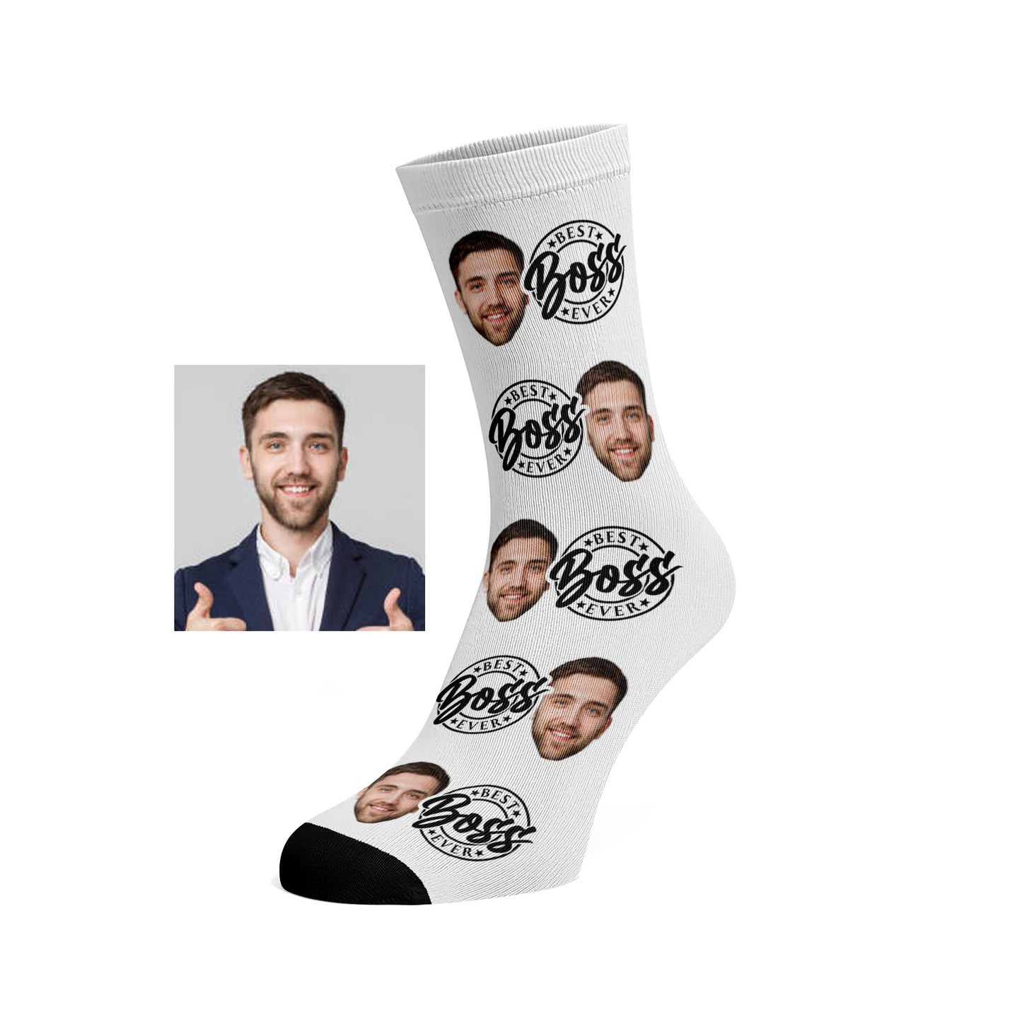 Custom Face socks - Best Boss Ever, #1 Boss Gift